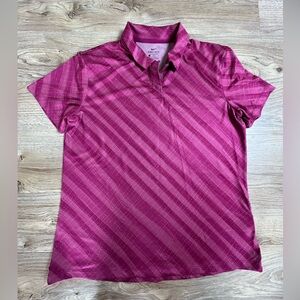 Nike Dri Fit Women's Fuchsia Patterned Polo Shirt L